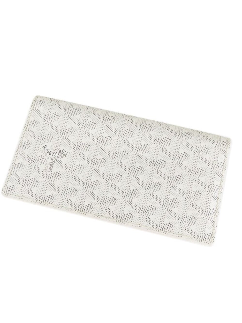 Goyard Flap Wallet White Leather Herringbone